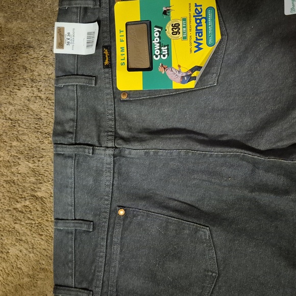 Wrangler Slim Fit Cowboy Cut Sz 38 X 36 Gray NWT - Picture 8 of 9